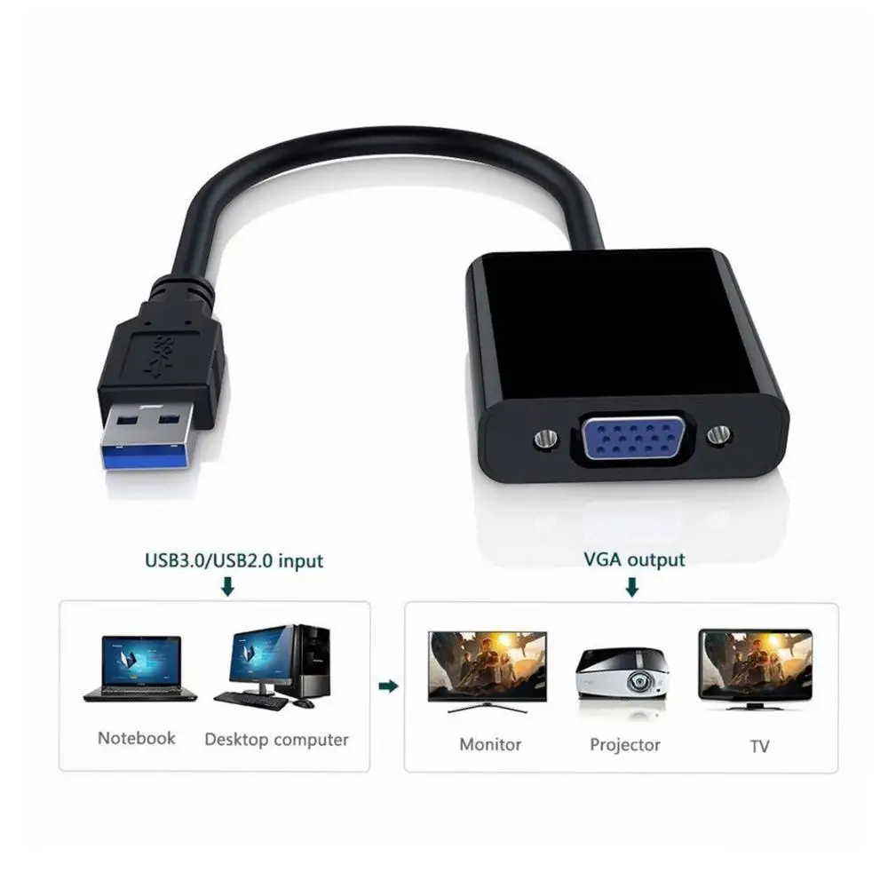 USB 3.0 to VGA Adapter Converter External Video Graphic Card Cable for PC 1080P