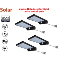 2/4pcs 48 LEDs Solar lamp Wall lamp Wireless PIR Motion Sensor Solar Power Outdoor Waterproof Street Path Garden Security light