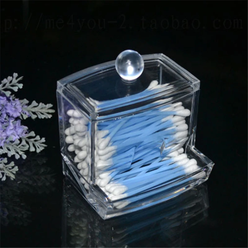Acrylic Cotton Swabs Storage Holder Box Portable Makeup Cotton Pad