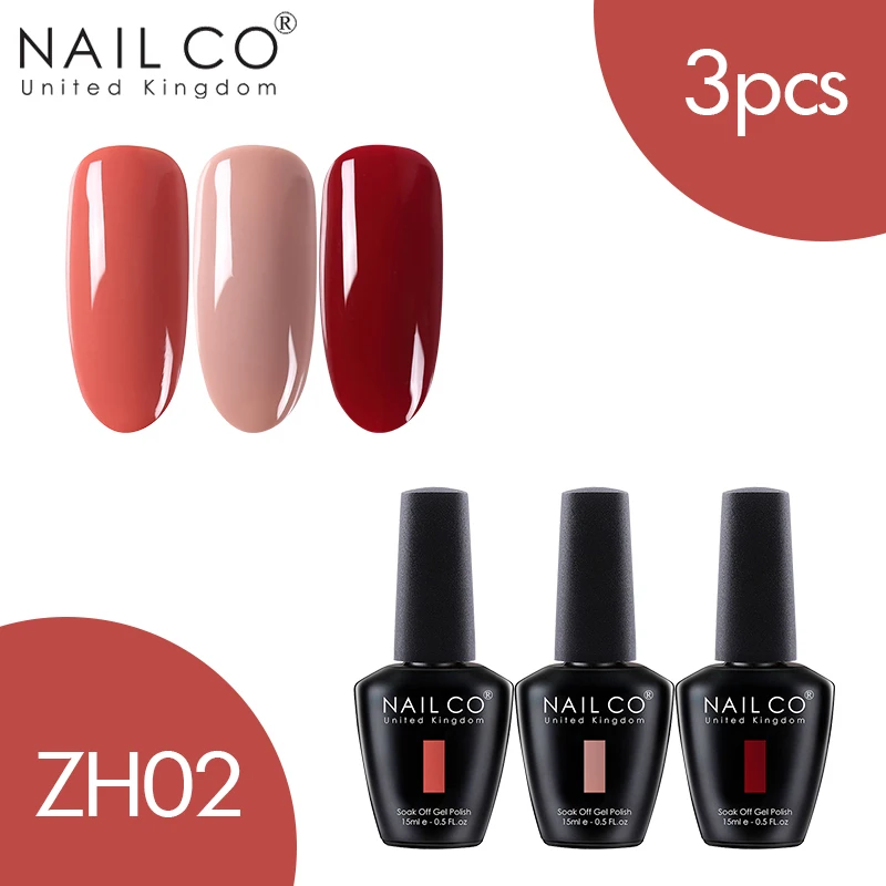 NAILCO 3 шт. набор гель-лака UV Vernis Полупостоянный Праймер УФ-гель для ногтей Краска Декоративный Лак для ногтей Гибридный отмачиваемый Гель-лак - Цвет: ZH02