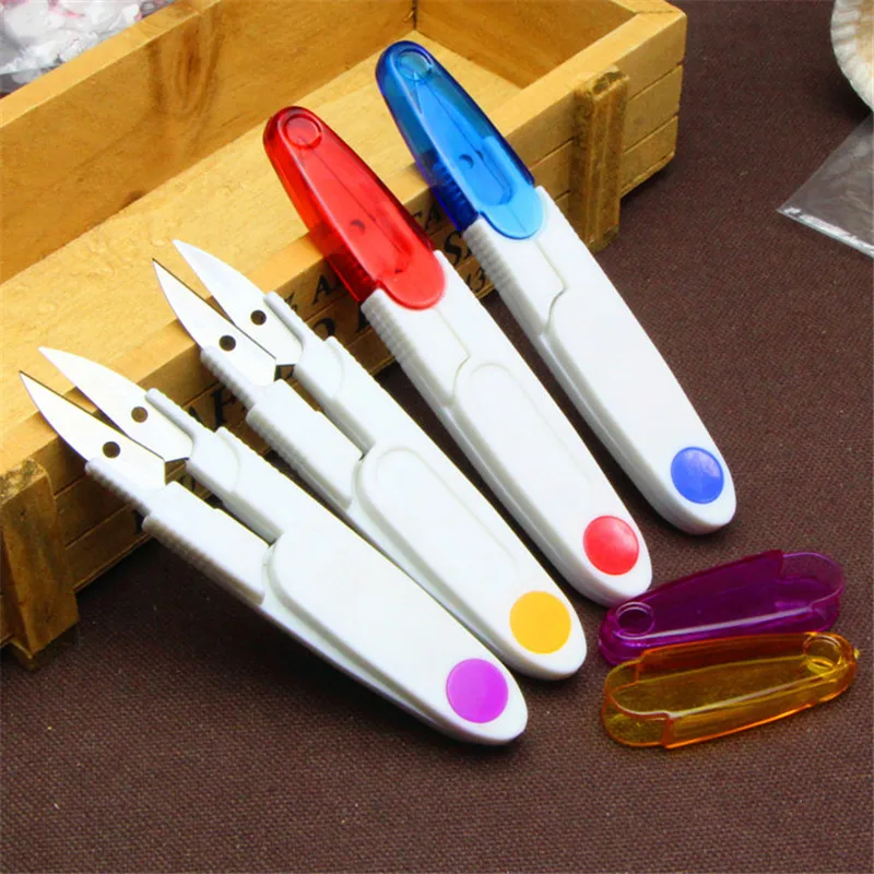 

1pcs New Cross Stitch Scissors Craft ThreadPlastic Handle Sewing Clothes Thread Embroidery Craft Clipper Random Color