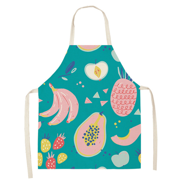 Fruit Pattern Linen Hand Wipe Sleeveless Waist Apron Home Decor Kitchen Baking Cleaning Tool Anti-stain Dining Workwear