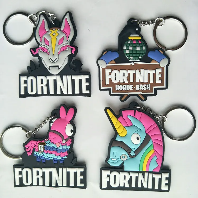 Game Keychain Fortnite Key Chain Cover Cute Kid Silicone KeyChains Men Women Funny Fortress Night Holder Caps Child Gift | Игрушки и