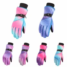 Зимний теплый для катания на лыжах перчатки для катания на сноуборде для мальчиков и девочек штормовки-утепленные Плюшевые Катание на лыжах перчатки Водонепроницаемый дышащей во время занятий спортом на открытом воздухе