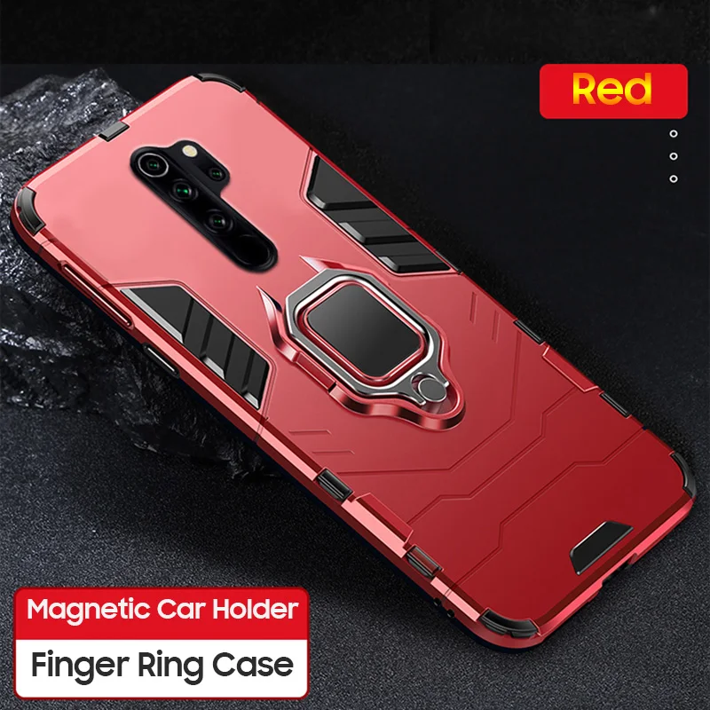 Кольцо Броня чехол для Red mi Note 8T 8 Pro Чехол для Xiaomi mi Note 10 Pro CC9 CC9E A3 lite для Red mi Note 8 7 8A 7A противоударный чехол - Цвет: Красный
