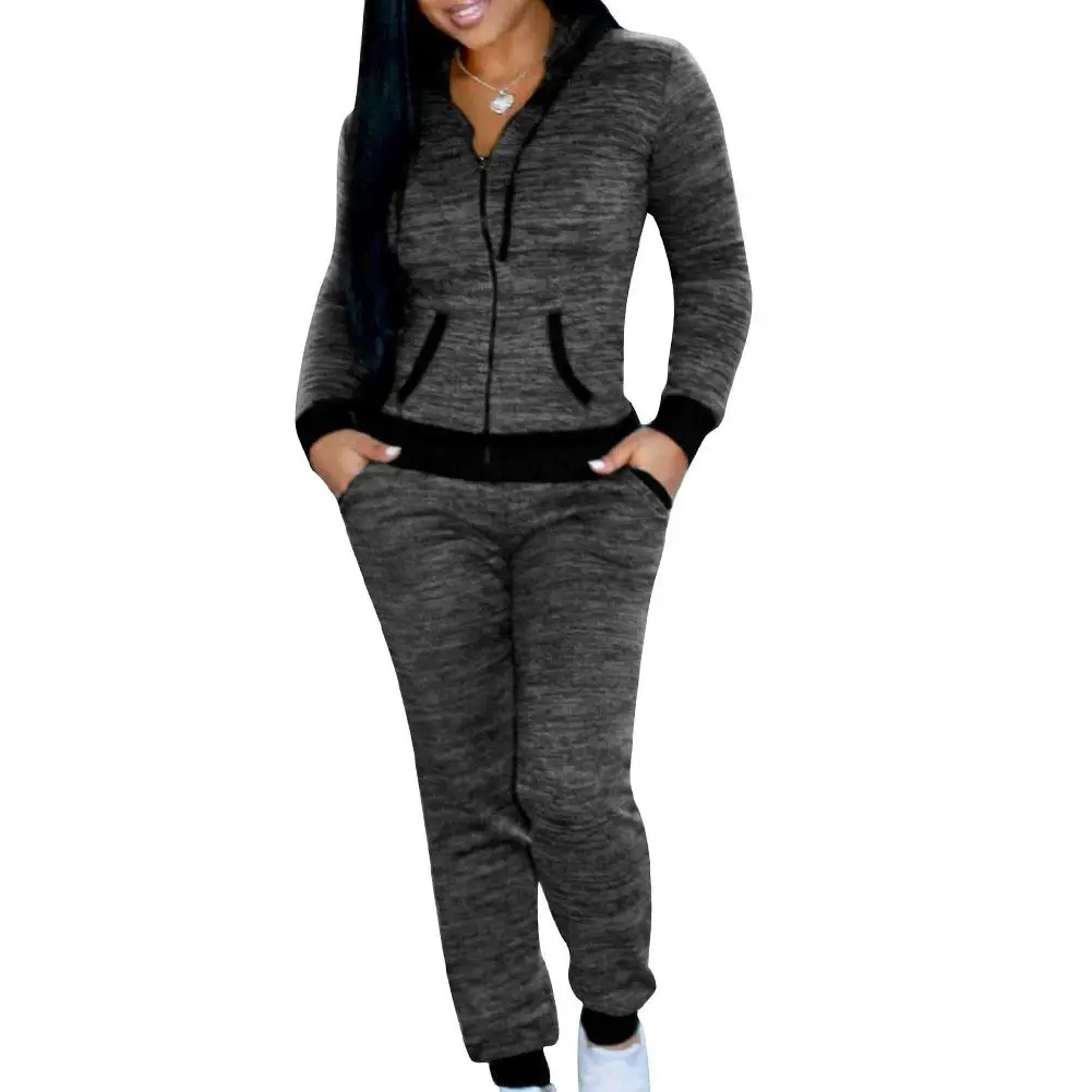 

2Pcs Casual Women Long Sleeve Hoodies Sweatshirt Pants Set Lounge Wear Sportswear Femmel Zipper Jogging Tracksuits Sports Suit