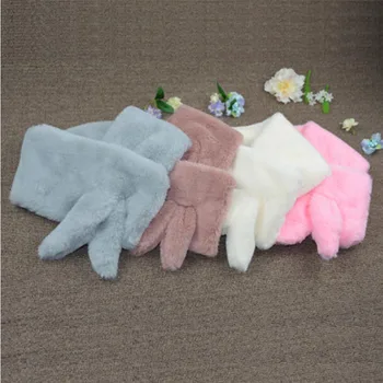 

Winter Baby Girls Scarf Baby Cute Rabbit Hair Plush Muffle Kids Fashion Neck Warming Neckerchief Solid Color Fur Scarf Best Gift