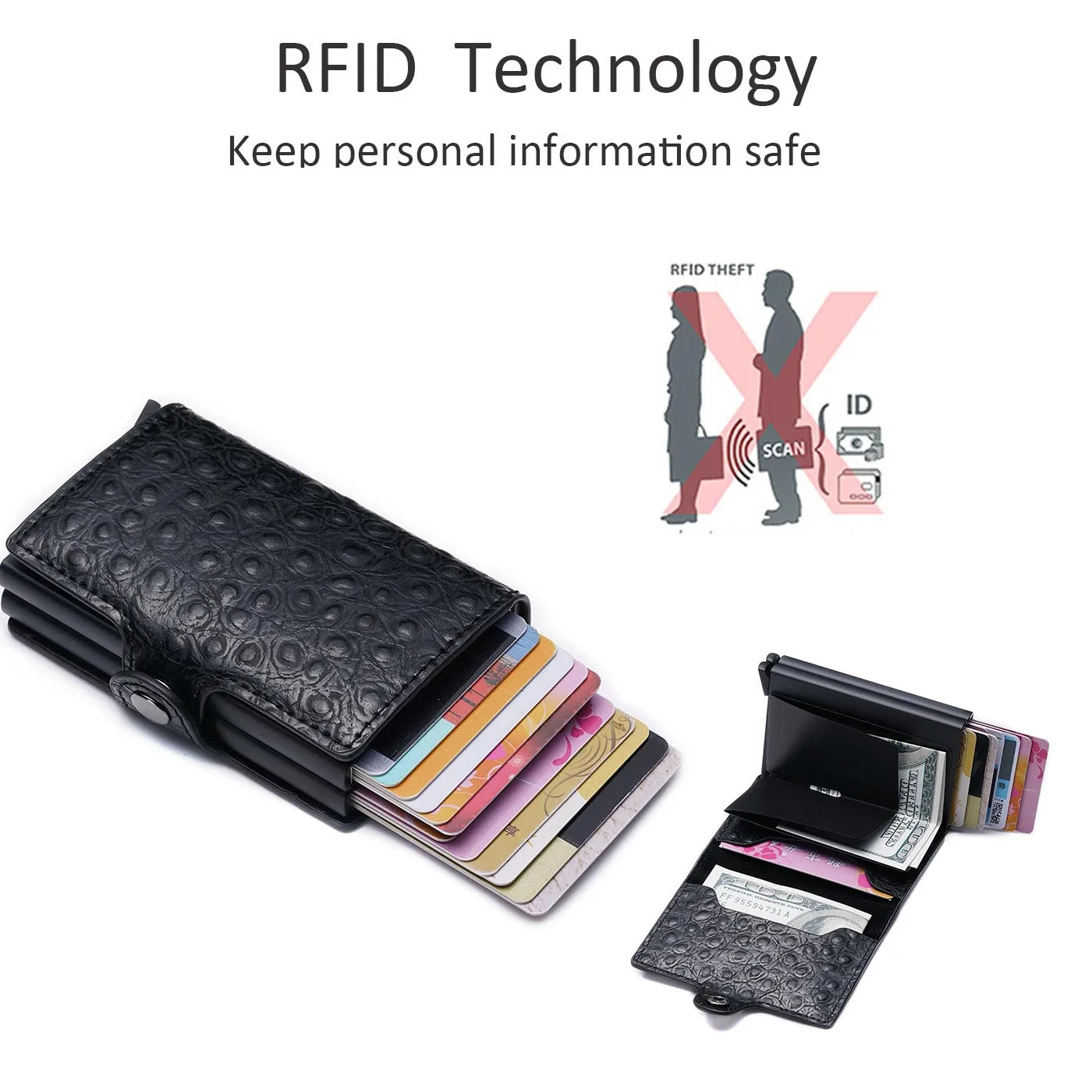 Модный RFID двойной чехол-портмоне для карточек ID металлический держатель для кредитных карт с винтажным бизнес алюминиевый кошелёк для кредитных карт