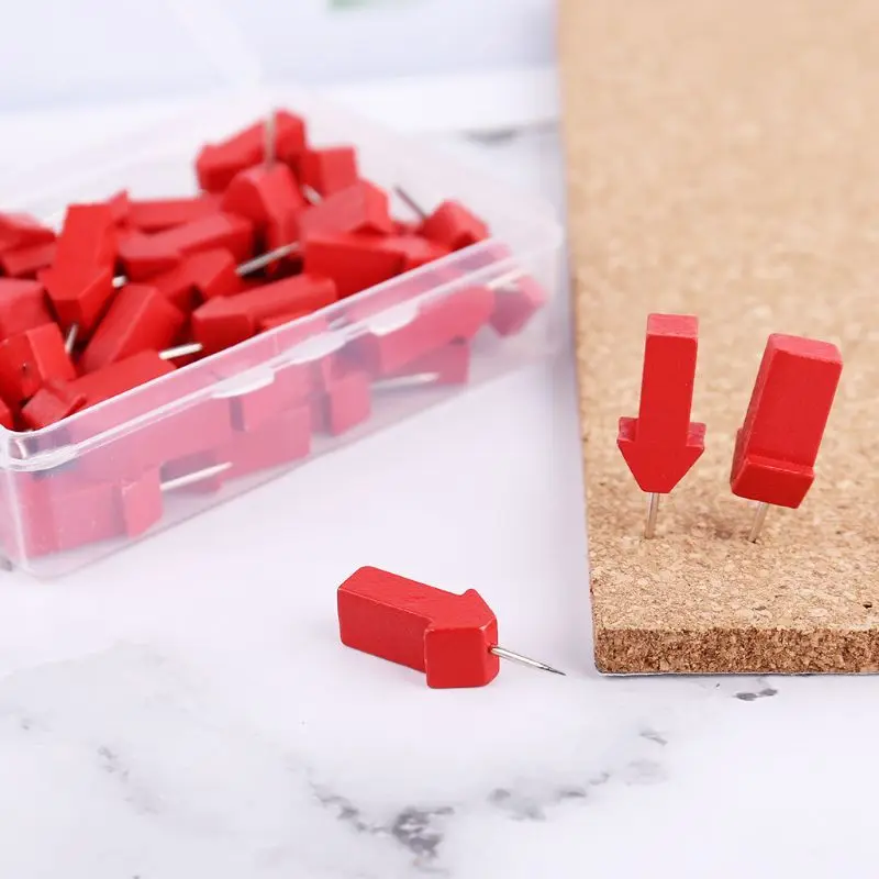 25/50pcs Arrow Map Markers Wooden Pushpins Photo Studs Cork Board Pins Thumbtack