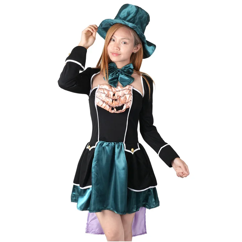 

Halloween Alice's Adventures in Wonderland Hatting Magician Cosplay Clown Skirt Costume