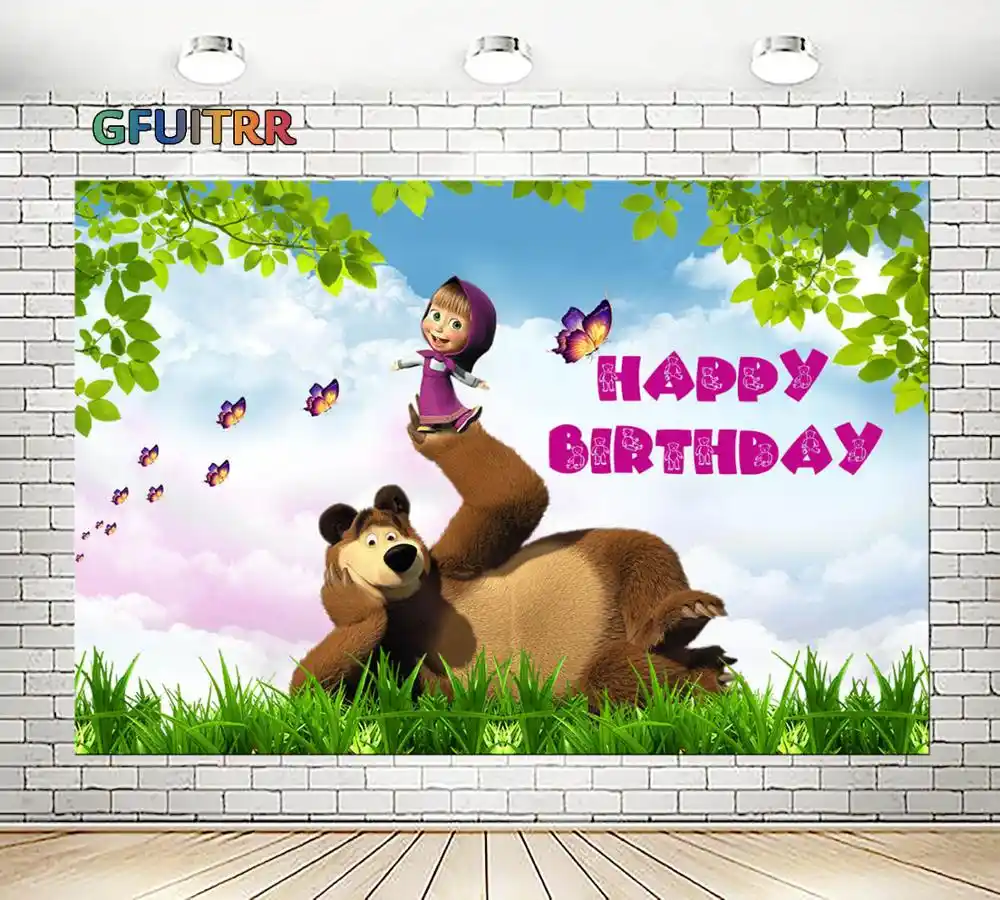 Masha Y Oso Fotografia Backdrops Fiesta De Bienvenida Para El