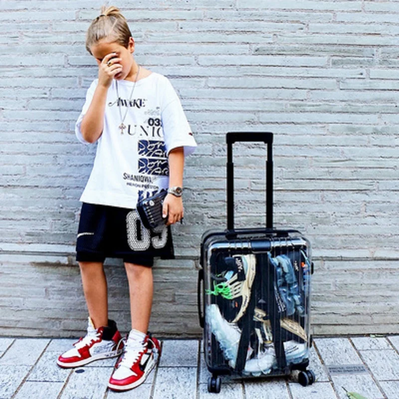 Can board Fashionable  transparent 20/24/26 Inch Rolling Luggage Spinner Star same style brand Travel unique Suitcase