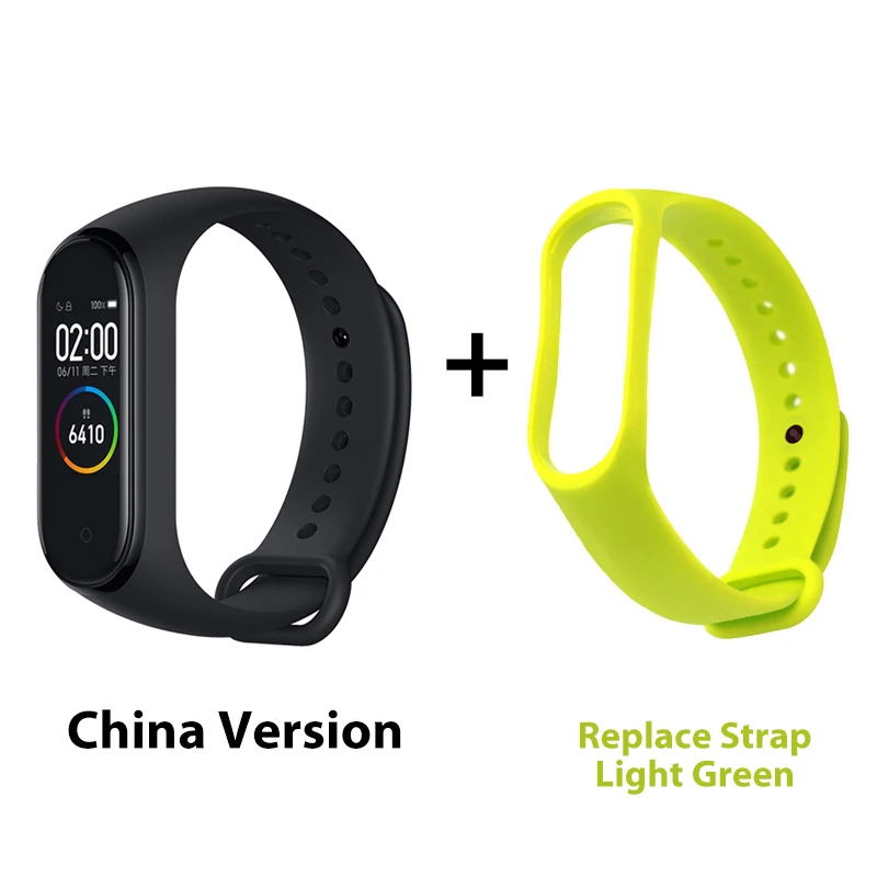 Флуоресцентный зеленый Xiaomi mi Band 4 музыкальный Смарт mi band 4 браслет сердечного ритма фитнес 135 мАч Bluetooth 5,0 цветной экран - Цвет: Флуоресцентный зеленый