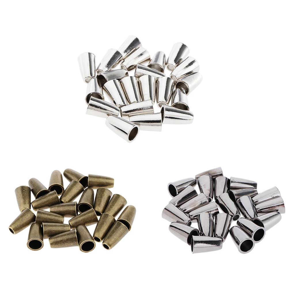 20pcs Metal Conical Bell Stopper Without Lid Cord Ends Lock Stopper Rope End
