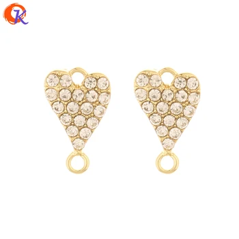

Cordial Design 100Pcs 10*17MM Jewelry Accessories/Rhinestone Connectors/Heart Shape/Hand Made/DIY Making/Earring Findings/Charms