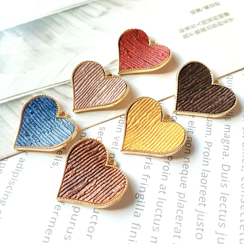 

Simple Fashion Irregular heart shape Leather Inlay Alloy Retro Color Earrings Accessories Pendant Earrings Findings 2 Pcs
