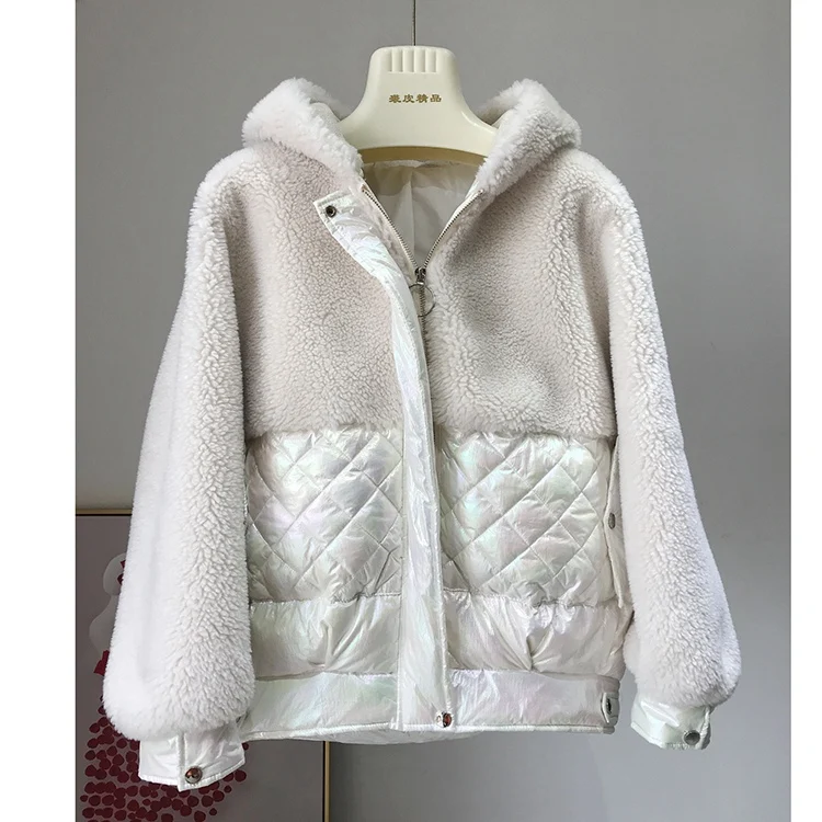 beige Новые куртки для женщин зимние пуховики и пальто верхняя одежда из овечьего меха оверсайз зимняя женская толстовка с капюшоном «летучая мышь» - Цвет: beige