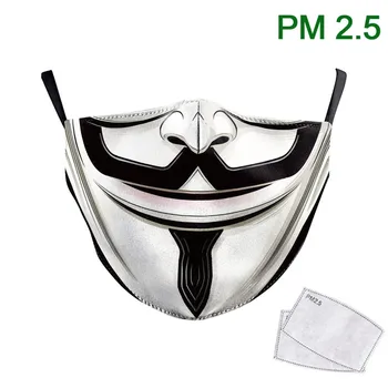 

V for Vendetta Half Face Mask Cosplay Print Mask Earhook Washable Fabric Masks Reusable Adult PM2.5 Protective Dust Mouth-Muffle