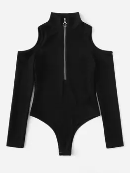 

Women Ladies Stretch Leotard Zip Bodysuit Shirt Long Sleeve Top Jumpsuit Romper
