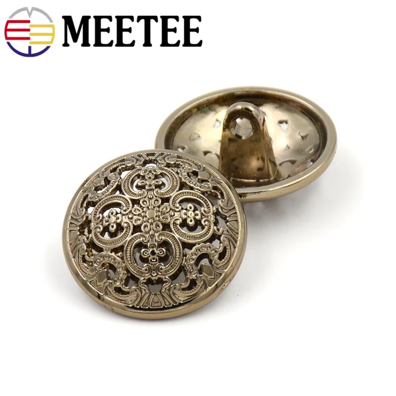 20pcs Meetee 15/18/20/23/25mm Hollow Metal Buttons Round Coat Button for Clothing Sewing Decor Accessories DIY Material Craft