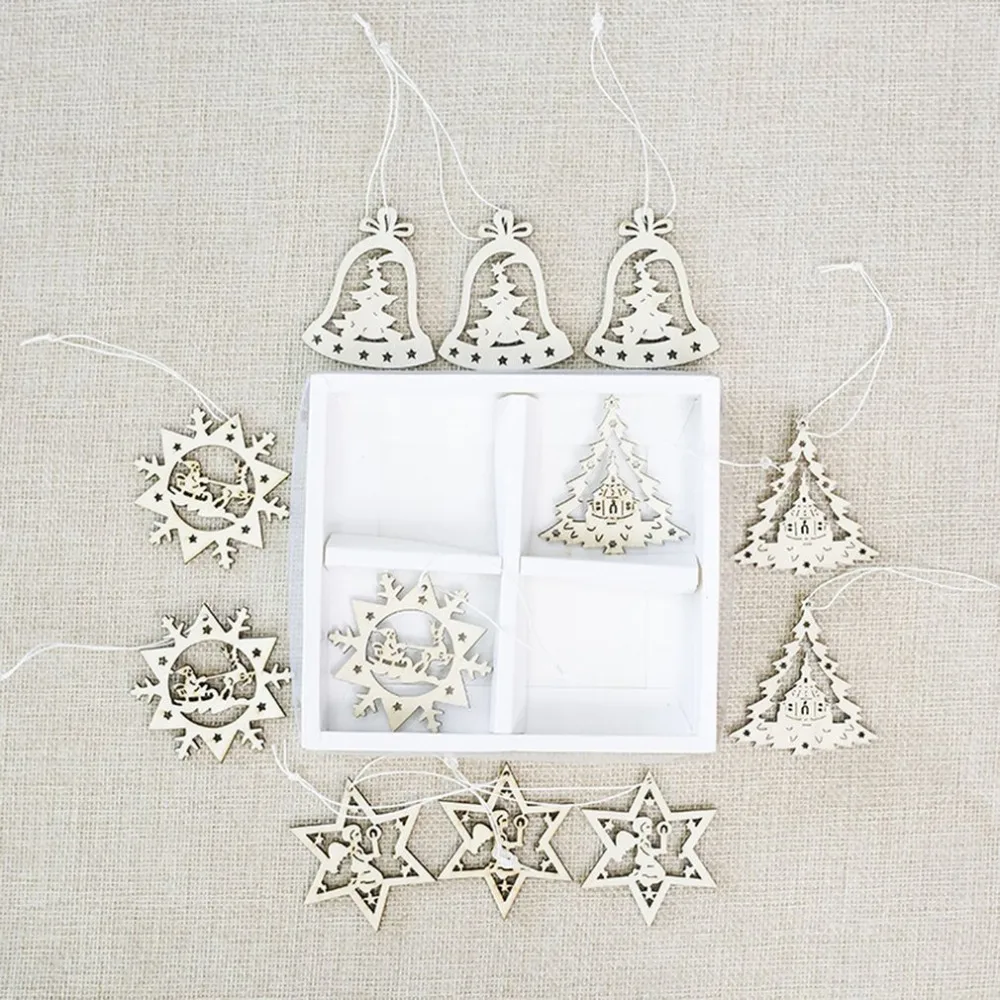 New Christmas decoration pendant holiday supplies wooden Christmas tree ornaments living room wall bedroom ornaments