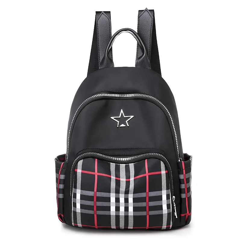 

2019 new JIULIN high-quality Korean version of Oxford cloth check trend simple travel backpack women bag