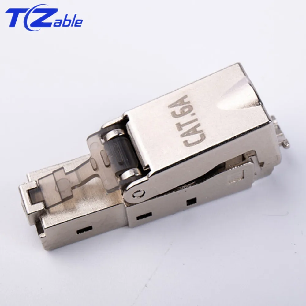 Cat6A RJ45 разъемы 10 Гбит/с экранированный RJ 45 обжимной Ethernet кабель металлический