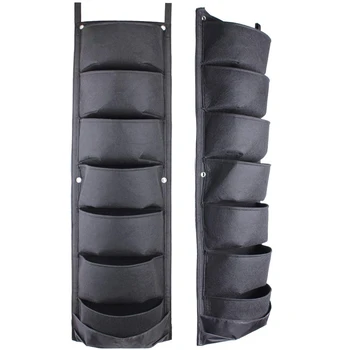 

Best Vertical Hanging Garden Flower Pots with 7 Pockets, 2 Planting Bags for Balcony, Garden and Yard Decoration (Black)