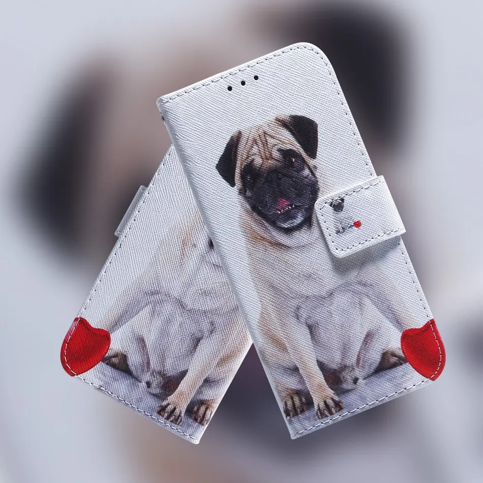 Кожаный чехол с рисунком мопса для Redmi Note 6 Pro 7 7S 8 8Pro панда Тигр Лев волк Собака