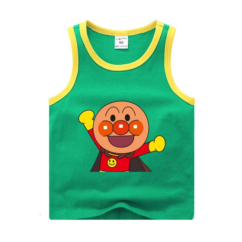 Anpanman/аниме, От 2 до 11 лет, футболка смешного цвета для мальчиков и девочек, детские летние топы с круглым вырезом, Детская футболка с рисунком, жилет для малышей - Цвет: as picture
