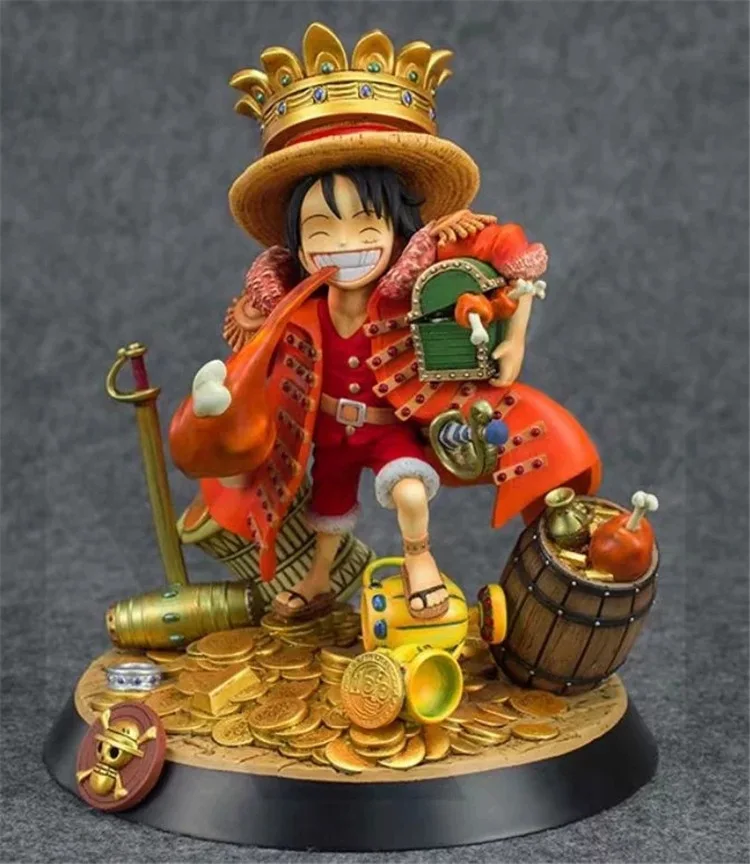 

One Piece Straw Hat Pirates Group Captain KM Treasure Luffy Eat Chicken Legs Decoration Model Garage Kit Doll