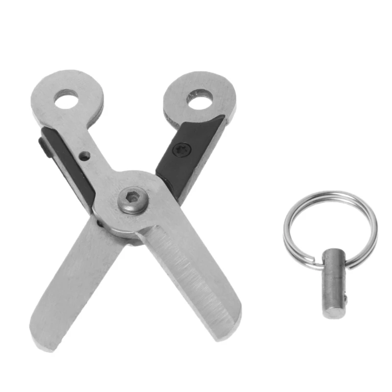 Outdoor Survival EDC Mini Spring Scissor Pocket Tool Chain Stainless Key St Y5S2