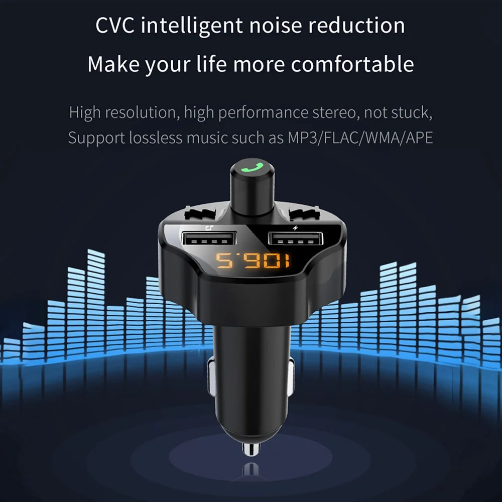 KISSCASE Bluetooth 5,0 MP3 плеер Handsfree автомобильный комплект fm-передатчик Поддержка TF карта U диск 3.1A двойной Переходник USB для зарядки в машине