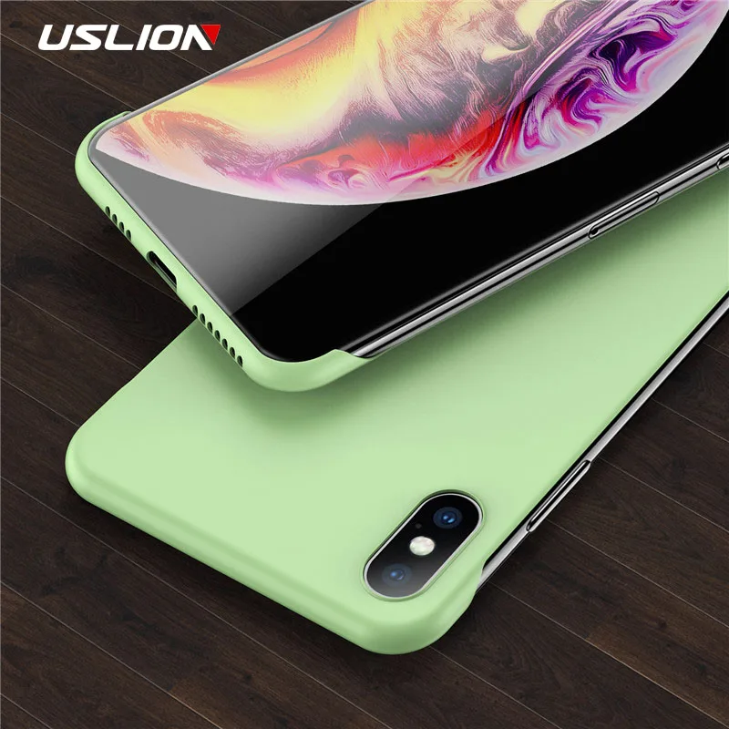 Бескаркасный чехол USLION ярких цветов для iPhone X, XR, XS, Max, 11 Pro, матовый чехол для телефона, для iPhone 11, Pro, Max, 7, 8, 6, 6S Plus, Ультратонкий Жесткий чехол из поликарбоната