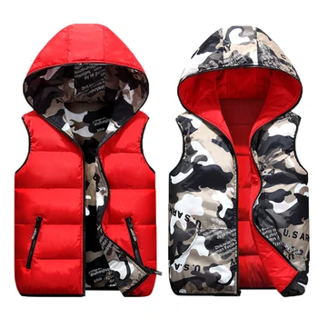 

2019 Family Matching Clothes Mother Girl Cotton Vest Two Sided Wear Children Camouflage Warm Waistcoat Papa Son Winter Jackets