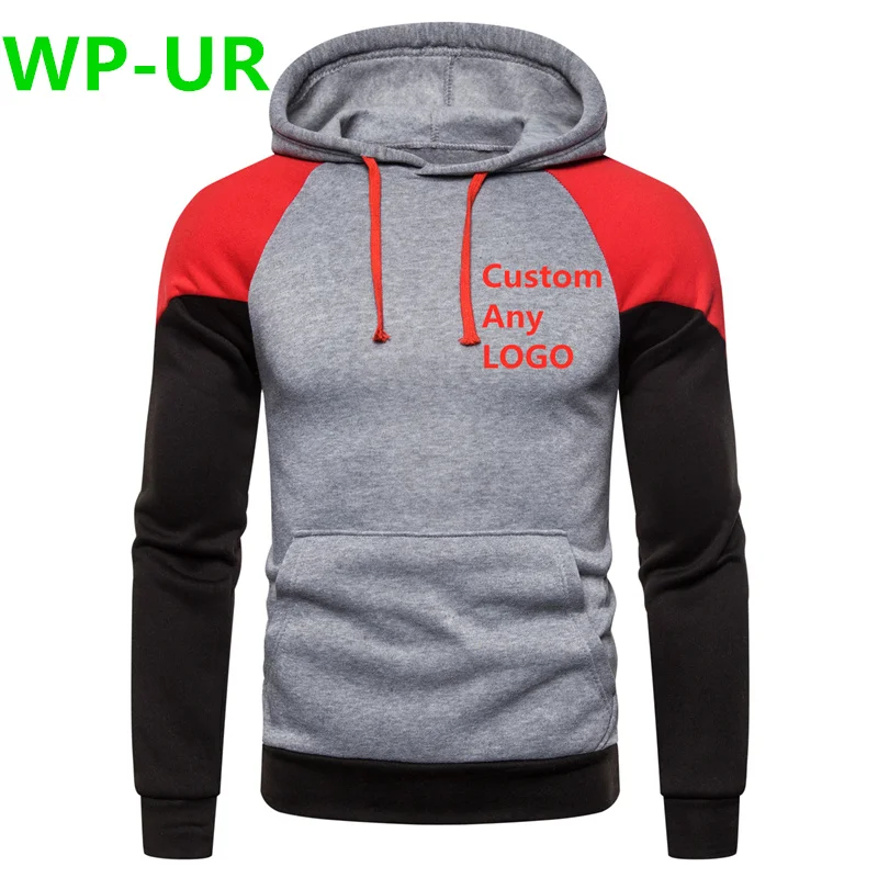 WP-UR, Корейская версия, на заказ, любой логотип, с капюшоном, с принтом, пэчворк, для мужчин, утепленная одежда, зимние толстовки для мужчин, уличная куртка