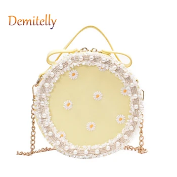 

Fashion Lace Ladies Small Round Bag New Cute Little Daisy One Shoulder Messenger Bag Luxury Brand Design Women's Handbag Purse