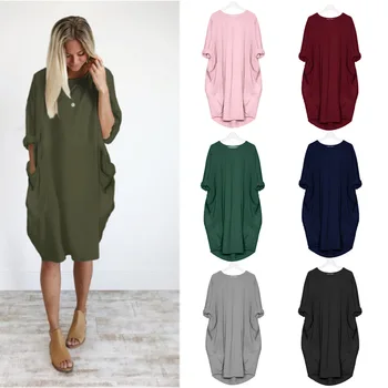 

clothing UVRCOSclothing UVRCOS 2020 New Style Women's 2019 Casual Loose Pocket Long-Sleeved Dress