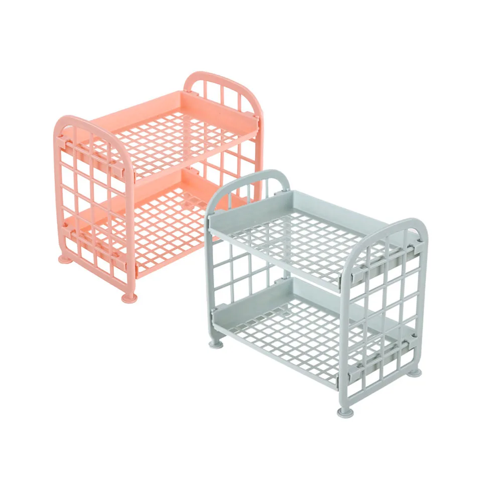 New arrival Storage Rack Kitchen Bathroom Desktop Double Layer Storage Rack Living Room Organizer Shelf 22*13.7*20.5cm