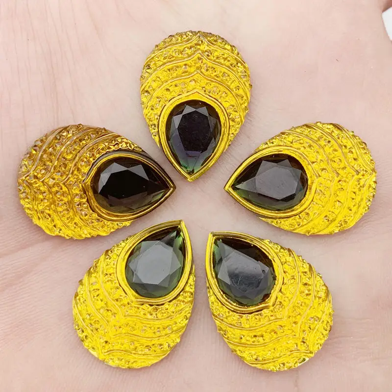 Yellow-Green 20 шт 18*25 мм AB Flatback Смола Павлин глаз горный хрусталь для свадебного украшения не пришивают камни стразы с плоской обратной поверхностью-HA16 - Цвет: Yellow-Green