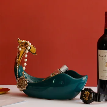 

Home Decor Nordic Style Creative Ceramic Whale Storage Basket Multi-function Key Storage Decorations Wine Rack Crafts Gift