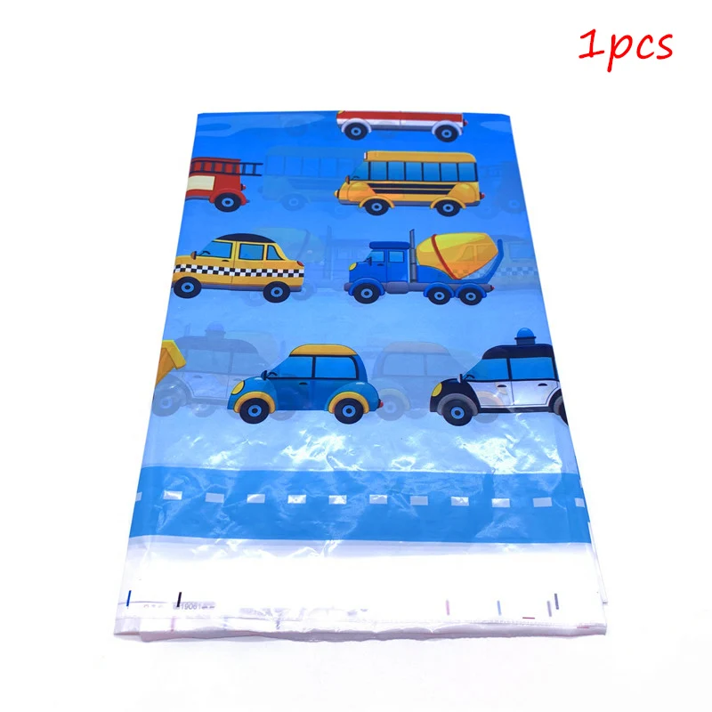 tablecloth-1pcs Мультяшные автомобили Грузовики тематическая вечеринка на день рождения декоративные тарелки инженерные транспортные средства одноразовая посуда Детские вечерние принадлежности - Цвет: tablecloth-1pcs
