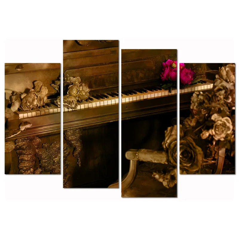 Изобразительное искусство Декор 4 панели домашнего декора Плакат музыкальная