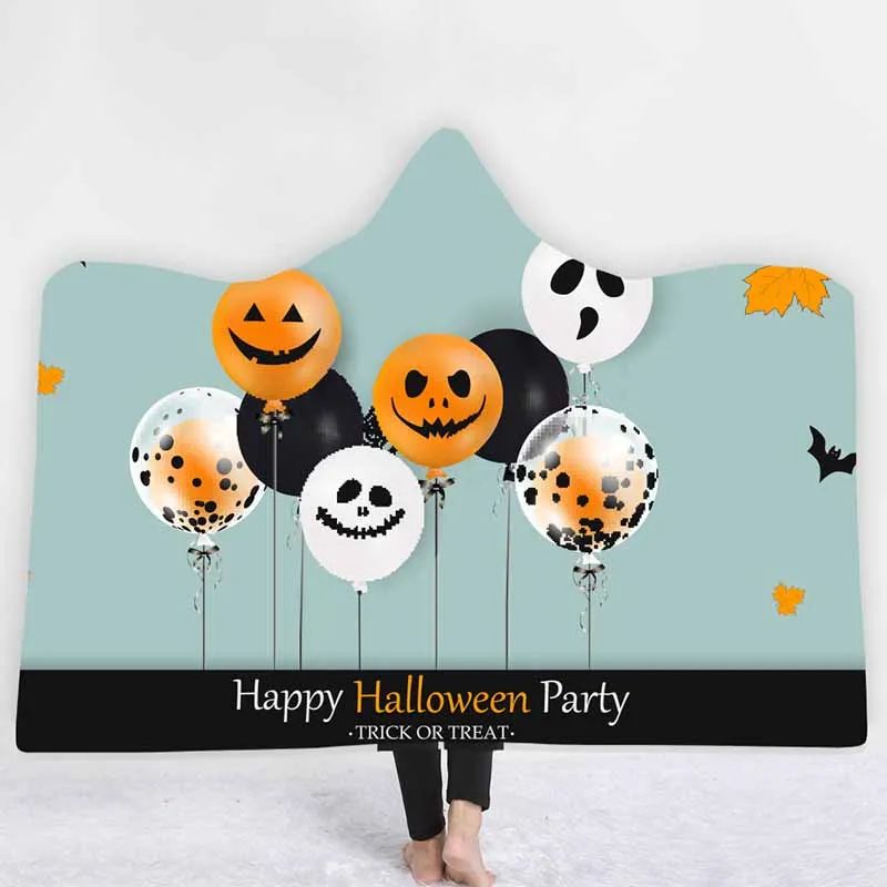 Праздничная Тыква с надписью Happy Halloween одеяло с капюшоном бархатные двойные Слои для дивана, из микрофибры Одеяло мягкие пледы Одеяло верхняя детская одежда