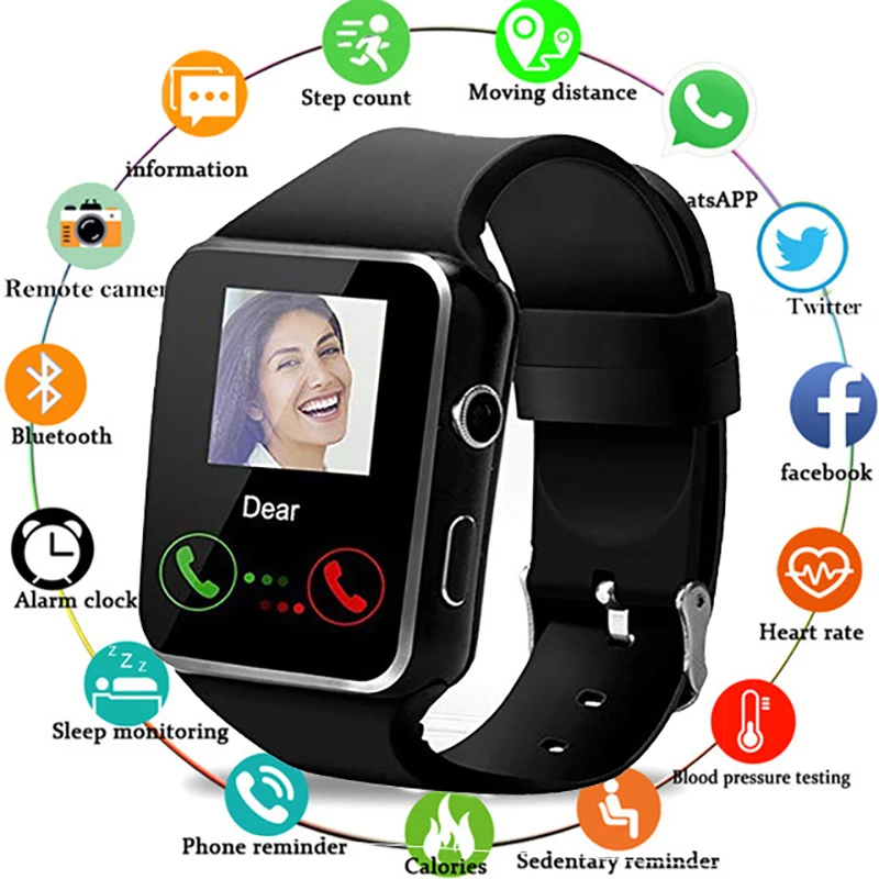 X6 Bluetooth Smart Watch With Camera Support SIM TF Card Touch Screen Alarm Clock Sleep Monitoring Sport Watch For Kid Men Women|Smart Watches| - AliExpress
