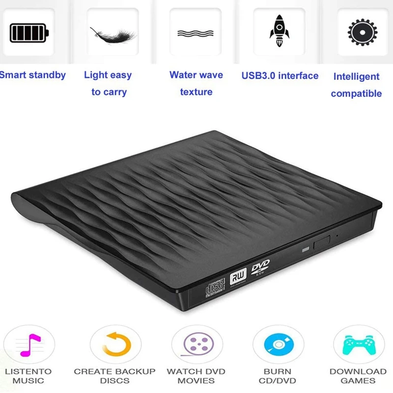 Внешний CD DVD привод USB3.0 горелка ультра тонкий плеер для ноутбука Mac Настольный OS