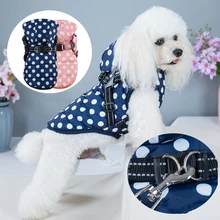 

Winter Dog Clothes Puppy Wave Point Pet Vest Thickened Cold Proof Warm Reflective Dog Harnesses Jacket Coat Soft Hoodies Cats