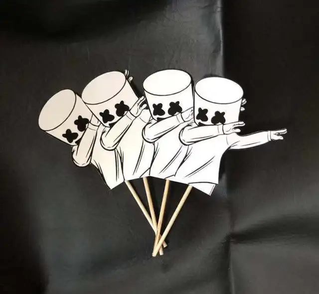 Dj Marshmello Theme Music Festival White Black Happy Birthday Party Decoration Flag Cake Toppers Latex Balloons Cake Decorating Supplies Aliexpress