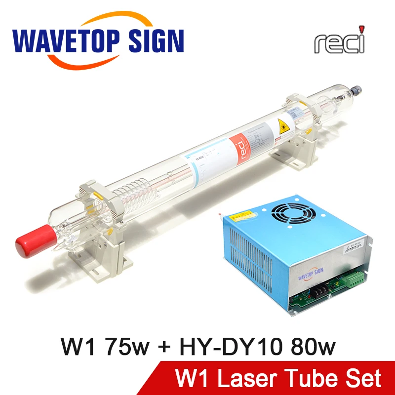 RECI Laser Tube W1 75W + Laser Power Supply DY10 CO2 Laser Tube 80W Length 1050mm Dia.80mm use for CO2 Laser Marking Machine photo