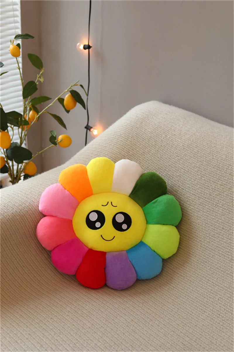 Cute Sunflower Pillow Plush Soft Pillow Seat Cushion Baby Kids Floor Play Mat Chair Cushion Sofa For Home Car Decor Pillow Gifts